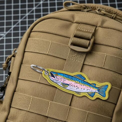 Rainbow Trout Shaped Fish Keychain - Fish Key Chain for Outdoor Men Backpacks, Gift for Fishing Enthusiast in Saudi Arabia