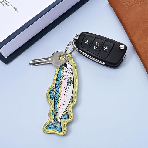 Rainbow Trout Shaped Fish Keychain - Fish Key Chain for Outdoor Men Backpacks, Gift for Fishing Enthusiast in Saudi Arabia