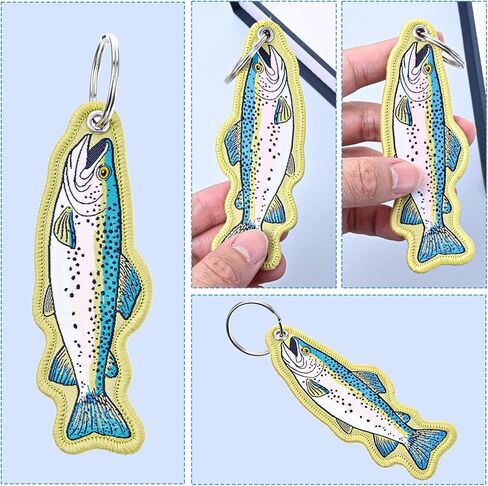 Rainbow Trout Shaped Fish Keychain - Fish Key Chain for Outdoor Men Backpacks, Gift for Fishing Enthusiast in Saudi Arabia
