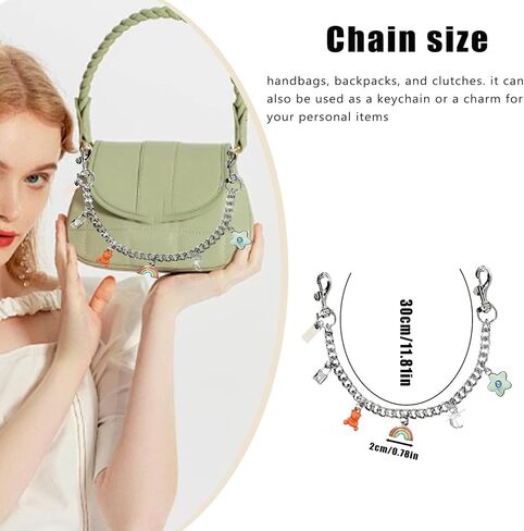 Metal Wallet Chain Keychains Flowers Bag Charms Lock Bear Rainbow Purse Charms Purse Accessories For Women in Kuwait