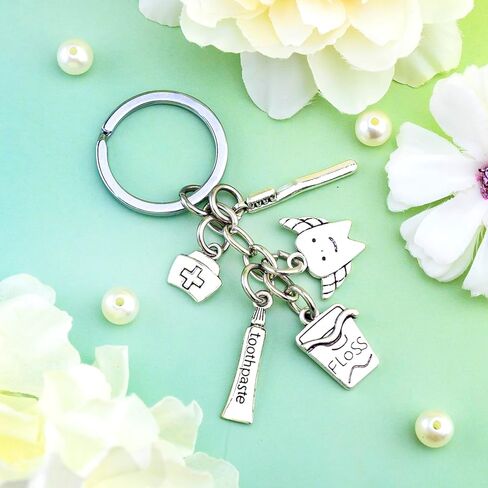 هدايا صحة الأسنان للنساء والرجال ملحقات مساعد الأسنان سلسلة مفاتيح الأسنان لطبيب الأسنان والتخرج وأعياد الميلاد وفرشاة الأسنان ومعجون الأسنان وسلسلة المفاتيح in Kuwait