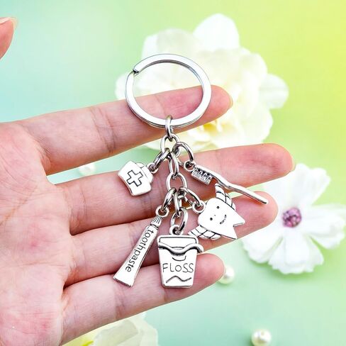 هدايا صحة الأسنان للنساء والرجال ملحقات مساعد الأسنان سلسلة مفاتيح الأسنان لطبيب الأسنان والتخرج وأعياد الميلاد وفرشاة الأسنان ومعجون الأسنان وسلسلة المفاتيح in Kuwait