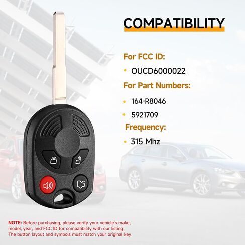استبدال مفتاح Fob يناسب Ford C-MAX Escape 2013-2019 Focus 2012-2019 Fiesta 2015-2018 Transit/Transit Connect 2014-2020 القرب دخول بدون مفتاح عن بعد 315 ميجا هرتز OUCD6000022 164-R8046 5921709 in Kuwait