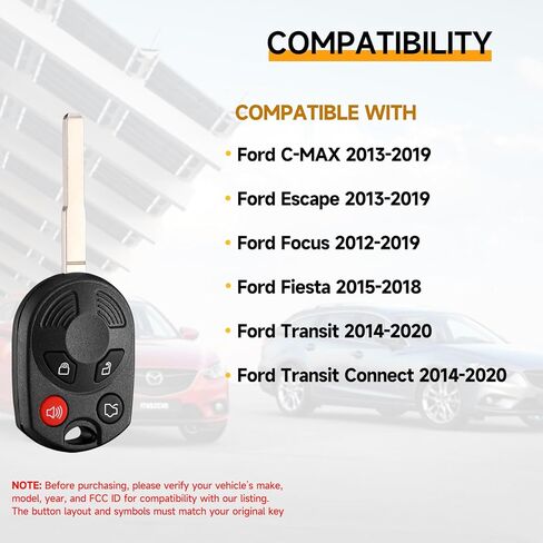 استبدال مفتاح Fob يناسب Ford C-MAX Escape 2013-2019 Focus 2012-2019 Fiesta 2015-2018 Transit/Transit Connect 2014-2020 القرب دخول بدون مفتاح عن بعد 315 ميجا هرتز OUCD6000022 164-R8046 5921709 in Kuwait