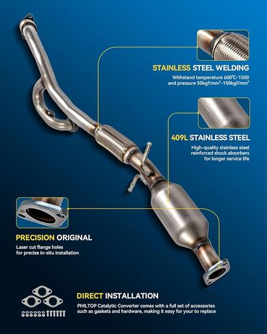 مجموعة المحول الحفاز PHILTOP المتوافقة مع Buick 2010-2012 LaCrosse 3.6L، 2010 LaCrosse 3.0L المحول الحفاز لـ 55727 (متوافق مع EPA) in Saudi Arabia