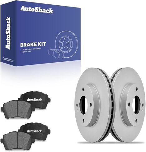 دوارات الفرامل ذات فتحات تهوية أمامية من AutoShack + وسادات سيراميك 6 قطع بديلة لمجموعة فرامل 2011-2019 Ford Fiesta 10.15 بوصة (257.9 مم) in Kuwait
