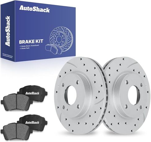 AutoShack Front Vented Brake Rotors + Ceramic Pads 6-PC Brake Kit Replacement for 2011-2019 Ford Fiesta 10.15" (257.9 mm) in Saudi Arabia