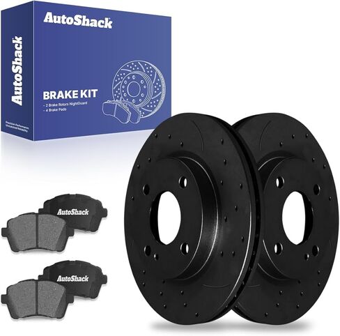 AutoShack Front Vented Brake Rotors + Ceramic Pads 6-PC Brake Kit Replacement for 2011-2019 Ford Fiesta 10.15" (257.9 mm) in Saudi Arabia