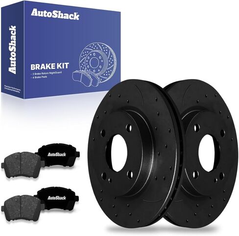 AutoShack Front Vented Brake Rotors + Ceramic Pads 6-PC Brake Kit Replacement for 2011-2019 Ford Fiesta 10.15" (257.9 mm) in Saudi Arabia