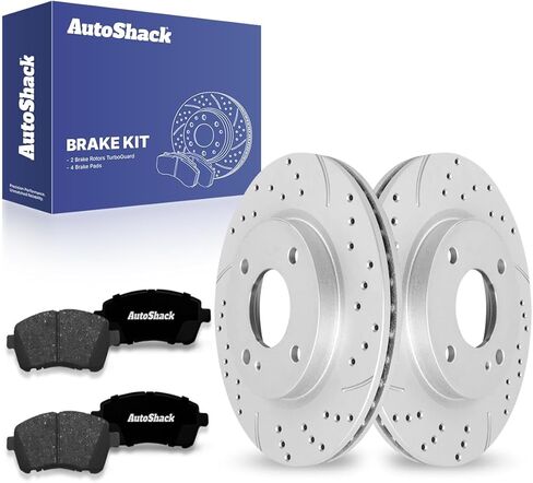 AutoShack Front Vented Brake Rotors + Ceramic Pads 6-PC Brake Kit Replacement for 2011-2019 Ford Fiesta 10.15" (257.9 mm) in Saudi Arabia