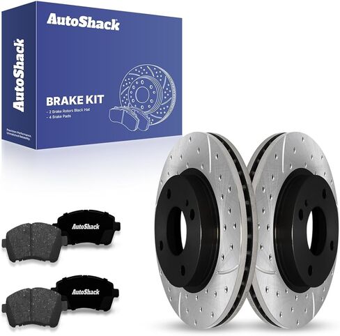 AutoShack Front Vented Brake Rotors + Ceramic Pads 6-PC Brake Kit Replacement for 2011-2019 Ford Fiesta 10.15" (257.9 mm) in Saudi Arabia