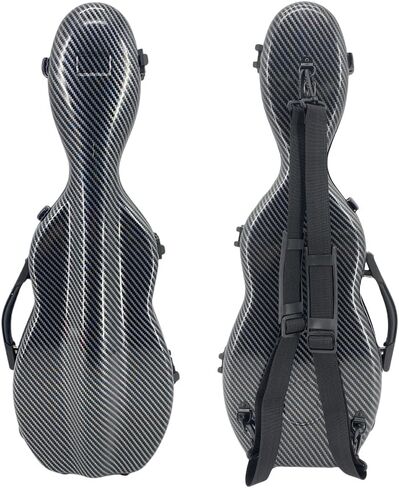 Hard Shell Violin Case 4/4 Full Size Strong Light Carbon Fiber Violin Box Scratch Shaped Flight Case with 2 pcs bow Holder & Back Strap Travel Violin Case (Silver) in Kuwait