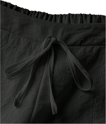 Milumia Women's Wide Leg Linen Palazzo Pants Elastic Low Rise Casual Long Trousers with Pockets in Saudi Arabia
