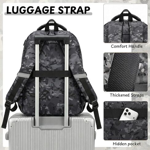 School Backpacks for Boys - 4pcs Camo Boys Backpacks with Lunch Box Set for Kids Teens Elementary Middle School, 18″ Large Capacity Students Bookbag, Perfect for Travel in Saudi Arabia