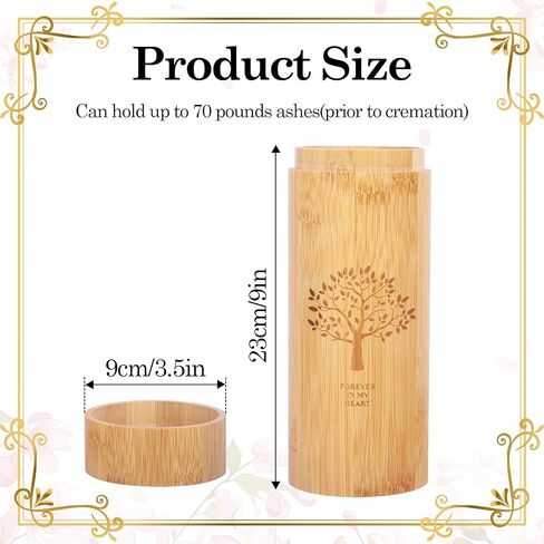 Klmnop Bamboo Scattering Urns for Human Ashes, 9'' x 3.5'' Small Biodegradable Scattering Tubes with Tree of Life Pattern for Spreading Adult Male Female Pet Dog Cat Ashes in Saudi Arabia