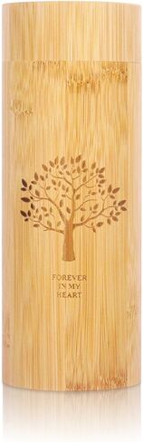 Klmnop Bamboo Scattering Urns for Human Ashes, 9'' x 3.5'' Small Biodegradable Scattering Tubes with Tree of Life Pattern for Spreading Adult Male Female Pet Dog Cat Ashes in Saudi Arabia