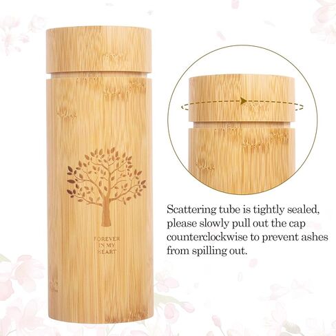 Klmnop Bamboo Scattering Urns for Human Ashes, 9'' x 3.5'' Small Biodegradable Scattering Tubes with Tree of Life Pattern for Spreading Adult Male Female Pet Dog Cat Ashes in Saudi Arabia