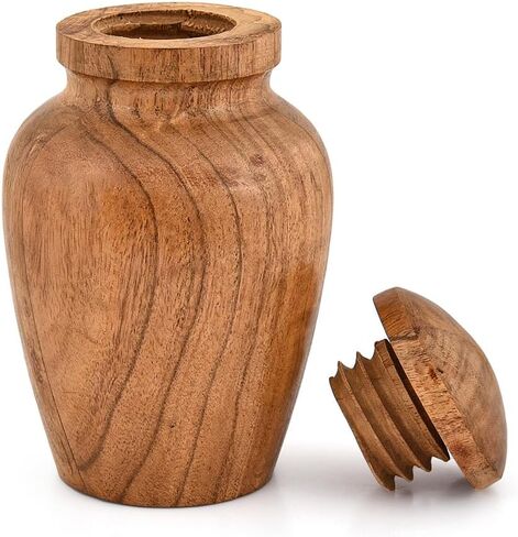 Decorative Urn Acacia Wood Elegant Keepsake Box for Home Decor, Mementos, Small Storage with Lid (4" x 4" x 6") in Kuwait