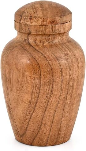 Decorative Urn Acacia Wood Elegant Keepsake Box for Home Decor, Mementos, Small Storage with Lid (4" x 4" x 6") in Kuwait