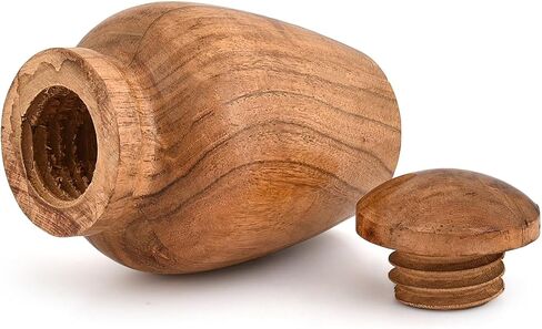 Decorative Urn Acacia Wood Elegant Keepsake Box for Home Decor, Mementos, Small Storage with Lid (4" x 4" x 6") in Kuwait