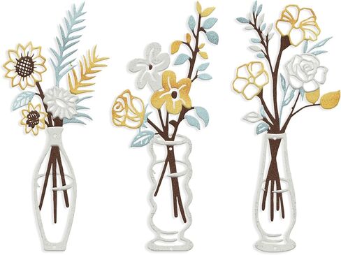 colorleaf 3 Piece Lightweight Metal Wall Decor, Bathroom Wall Art Minimalist Flower Artwork for Kitchen Living Room Bedroom, Housewarming Gifts (13.7" x 6") in Saudi Arabia