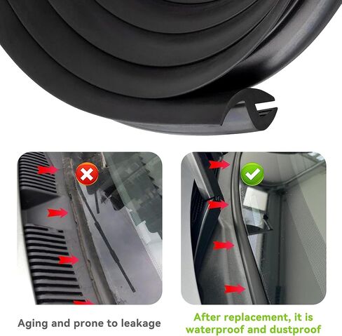 Windshield Cowl Rubber Seal Strip, 1.7M/5.6Ft Car Front and Rear Weatherstrip Sunroof Sealing Strips, Universal Vehicles Cuttable Self Adhesive Sealing Strip for Most Cars Trucks SUVs in Kuwait