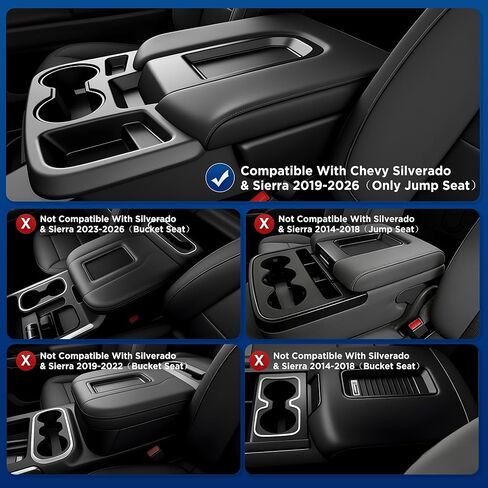 صينية تنظيم معلقة لوحدة التحكم المركزية لملحقات Chevy Silverado/Sierra 1500(2019-2026) وSilverado/Sierra 2500HD 3500HD(2020-2026) (مقعد قابل للطي منفصل فقط) أسود in Kuwait