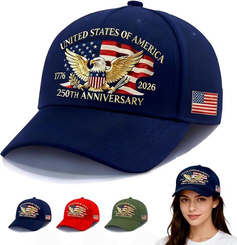 250 Anniversary USA Hat for Men Women,Eagle Printed Adjustable Baseball Cap,Patriotic 250th Gift for Husband,Veteran in Saudi Arabia