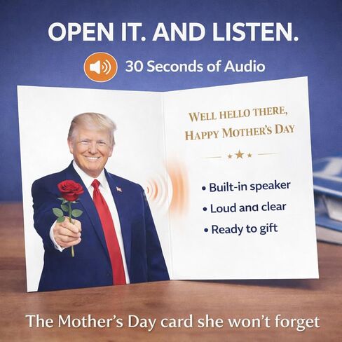 Funny Trump Mother's Day Card with Audio Voice Message – Make Mother's Day Great Again – Recorded Greeting Card for Mom from Son Daughter Husband – Unique Gift in Saudi Arabia