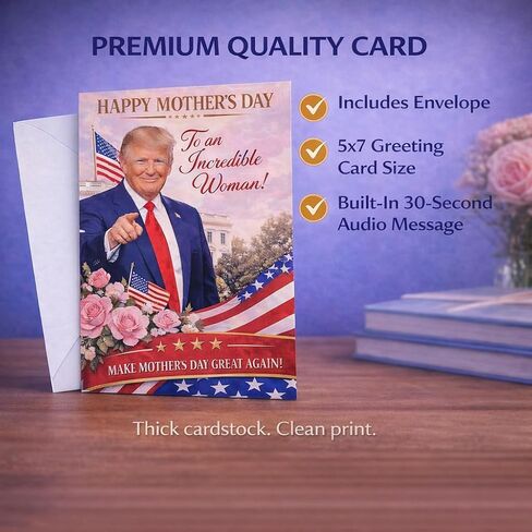 Funny Trump Mother's Day Card with Audio Voice Message – Make Mother's Day Great Again – Recorded Greeting Card for Mom from Son Daughter Husband – Unique Gift in Saudi Arabia