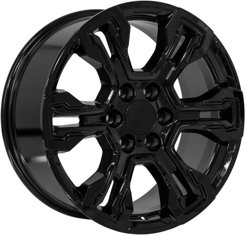 إطارات وإطارات OE Wheels CV65 مقاس 20 بوصة تناسب Silverado 1500 ZR2 Style 6x139.7 20x9 أسود لامع - هولاندر 14089 - TS-37 AT 275/55-20 (مجموعة من 4) in Saudi Arabia