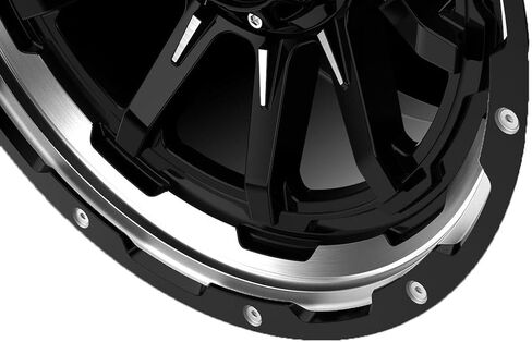 Wheel | Gloss Black Milled | 20x9 Multi-Pattern 5-Lug | -12mm Offset 4.53in Backspacing | Compatible with 1967-1976 Pontiac Bonneville | 1967-1970 Pontiac Catalina in Saudi Arabia