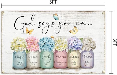 God Says You Are Tapestry 3x5 Ft Funny Tapestry Inspirational Bible Verse Wall Art Flowers in Mason Jar Christian Gifts for Women Girl Room Aesthetic Decor in Saudi Arabia