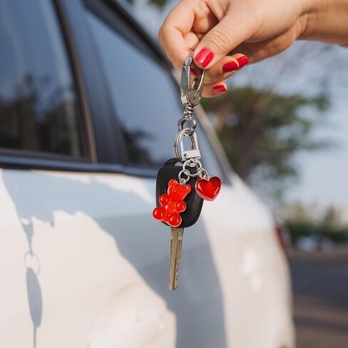 Adorable Gummy Bear Keychain–Colorful Resin Gummy Bear Charms with Heart,Kawaii keychains Purse Accessory,Gift for Women(Set of 5) in Kuwait