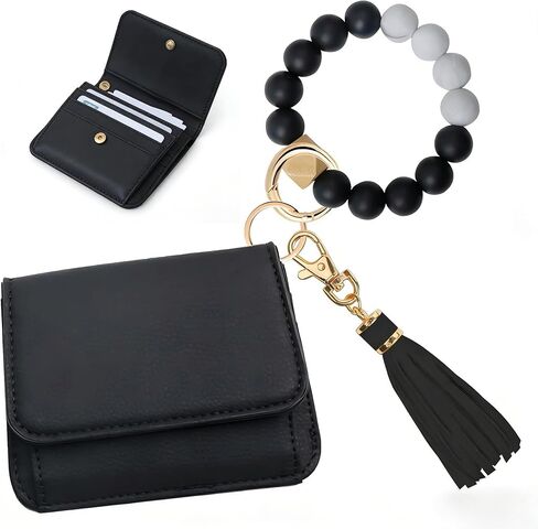 Wristlet Keychain Wallet for Women, RFID Small Wallet with Silicone Beaded Bracelet in Saudi Arabia
