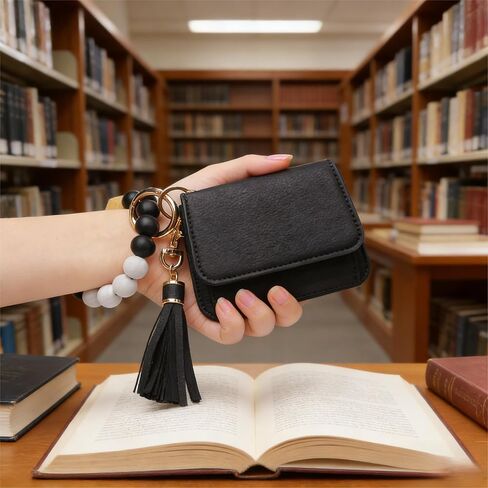 Wristlet Keychain Wallet for Women, RFID Small Wallet with Silicone Beaded Bracelet in Saudi Arabia