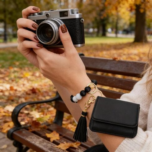 Wristlet Keychain Wallet for Women, RFID Small Wallet with Silicone Beaded Bracelet in Saudi Arabia