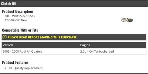 Clutch Kit - Compatible with 2005-2008 Audi A4 Quattro 2.0L 4-Cylinder Turbo in Saudi Arabia
