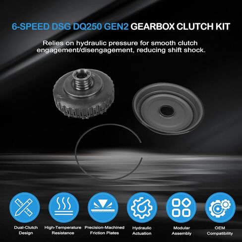 02E398029C طقم قابض ناقل الحركة DSG DQ250 Gen2 6 سرعات ناقل حركة أوتوماتيكي طقم إصلاح القابض لاستبدال VW Beetle Passat Tiguan Jetta GTI Eos Arteon A3 S3 Q3 CC TT TTS Quattro in Saudi Arabia