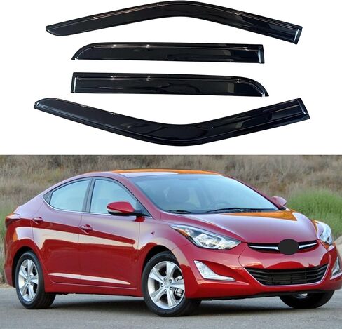 Window Visor Compatible with Hyundai Elantra Sedan 2011-2016, Rain Guard Tape-On Extra Durable Sun Wind Air Side Vent Window Deflector, 2011 2012 2013 2014 2015 2016 (Excludes GT) in Saudi Arabia