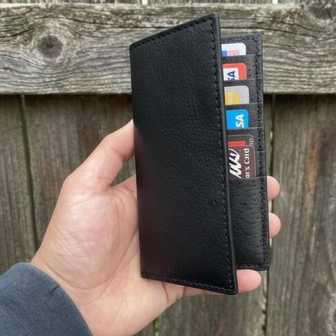 Yoder Leather Company Genuine Buffalo Bison Black Checkbook Rodeo Wallet, Men’s Long Leather Wallet, Slim Profile in Saudi Arabia