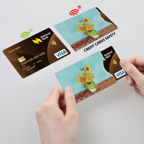 WIRESTER Set of 8 RFID Blocking Card Sleeves, Anti-Theft Credit Card Holder, Easy to Recognize, Identity Theft Protection Secure Sleeves Travel Case for Men Women - Famous Painting Van Gogh in Saudi Arabia