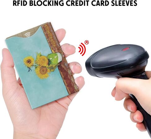 WIRESTER Set of 8 RFID Blocking Card Sleeves, Anti-Theft Credit Card Holder, Easy to Recognize, Identity Theft Protection Secure Sleeves Travel Case for Men Women - Famous Painting Van Gogh in Saudi Arabia