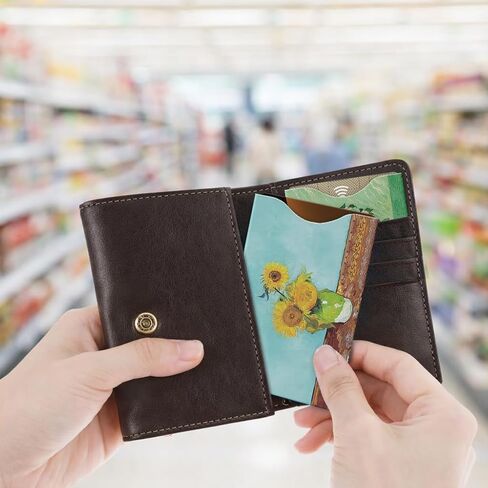 WIRESTER Set of 8 RFID Blocking Card Sleeves, Anti-Theft Credit Card Holder, Easy to Recognize, Identity Theft Protection Secure Sleeves Travel Case for Men Women - Famous Painting Van Gogh in Saudi Arabia