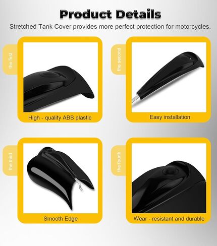أغطية خزانات ممتدة، أغطية وقود جالون سوداء لامعة ممتدة مع وحدة تحكم في لوحة القيادة للخزان وغطاء خزان غاز الوقود متوافق مع Harley Touring Street Glide، Road Glide، Tri Glide 2009-2023 in Kuwait