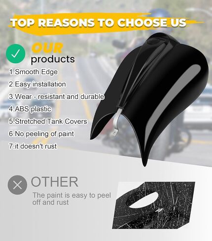 أغطية خزانات ممتدة، أغطية وقود جالون سوداء لامعة ممتدة مع وحدة تحكم في لوحة القيادة للخزان وغطاء خزان غاز الوقود متوافق مع Harley Touring Street Glide، Road Glide، Tri Glide 2009-2023 in Kuwait