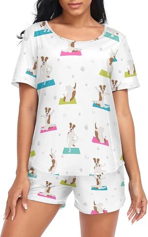 Pajamas for Women Set 2 Piece Short Sleeve Cute Dog Print Womens Pajama Sets Soft Sleepwear Pjs Set Cozy Loungewear in Saudi Arabia