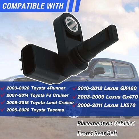 ABS Wheel Speed Sensor Front Rear Left Right Compatible with 2005-2020 Toyota Tacoma 2003-2020 4Runner 2007-2014 FJ Cruiser 2008-2020 Land Cruiser # 89542-04020 89543-04020 2Pcs in Kuwait