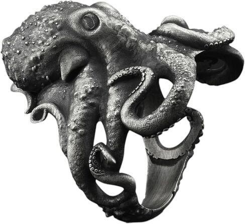 باي سيلفر ستون - خاتم الأخطبوط للرجال من الفضة، مجوهرات أنيقة لمحبي البحر in Kuwait