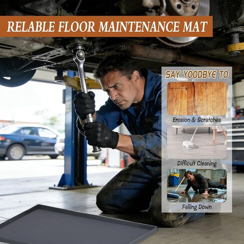Under Car Oil Spill Mat Oil Drip Pan Garage Floor Mat Drip Tray Silicone Pad with Raised Edge Oil Drain Pan Catcher Automotive Tray Driveway Pad Liquid Leaks Non-Slip No Splatter for Floor Protector in Kuwait